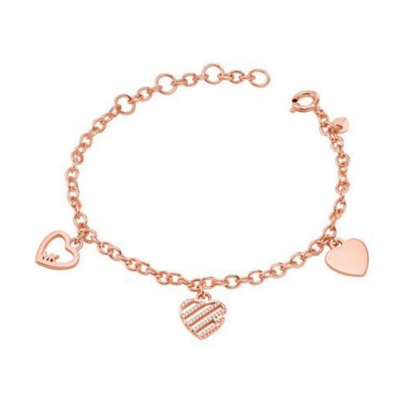 Michael Kors Heart Charm Bracelet 14k Gold Plated NWT - Picture 1 of 4